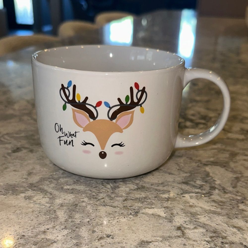 Oh What Fun Reindeer Mug - White XL Size